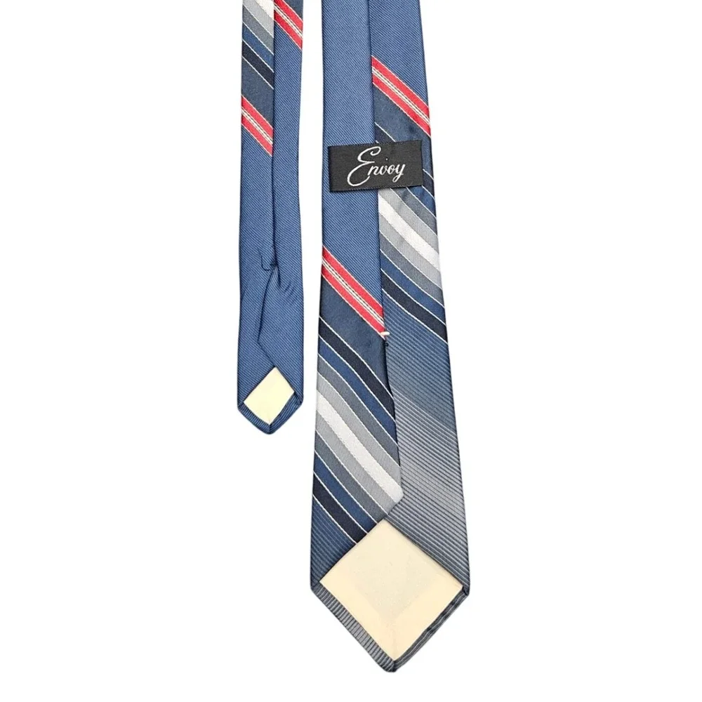 Striped Tie Blue Gray‎ Red Diagonal Pattern Classic Business Neckwear Enjoy